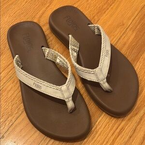 Flojos Women's Brown and Cream Sandals